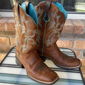 Ariat Turquoise and Brown Leather Boots